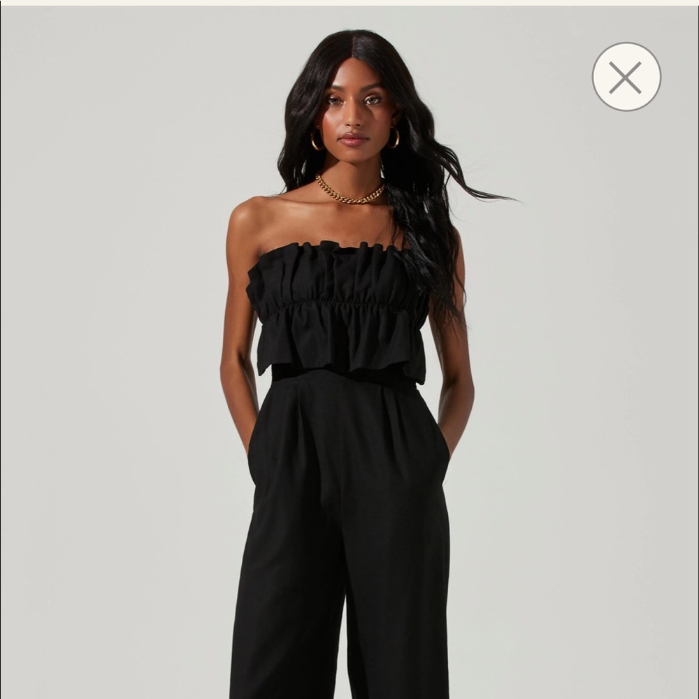 ASTR the Label Ruffle Bust Tie Back Jumpsuit
